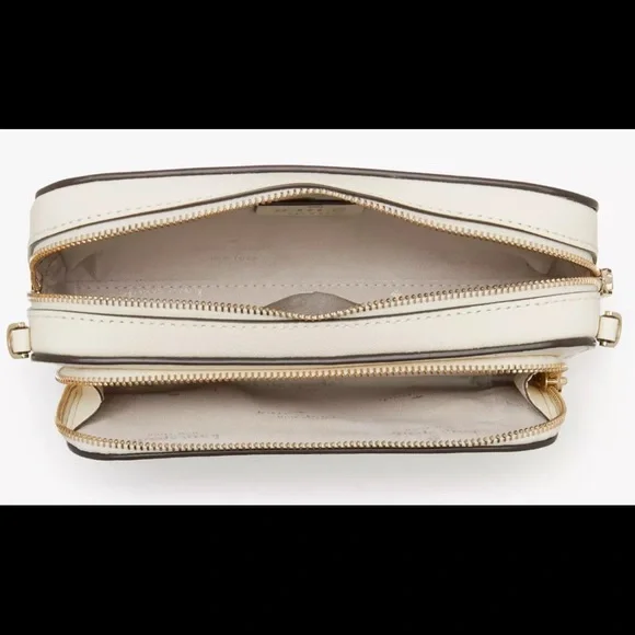 NWOT Kate Spade Stacie Dual Zip Crossbody Bag White Leather Meringue Purse🤍 - Picture 4 of 5